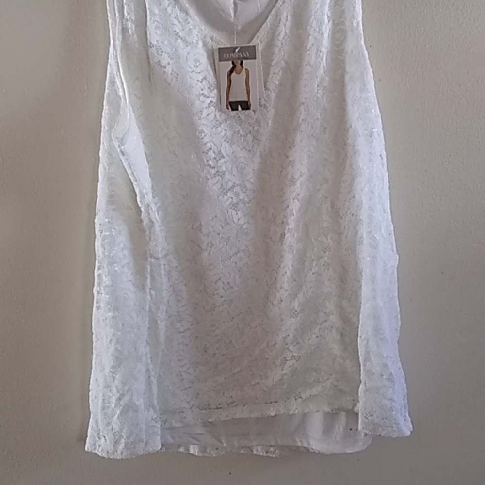 Ellen Tracy XXL White Lace Tank Blouse